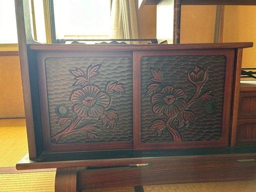 家具　鎌倉彫り 茶箪笥 和箪笥　昭和レトロ 