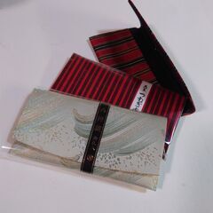 和装小物セット（布バッグ・札入れ３つ・帯締め）の画像