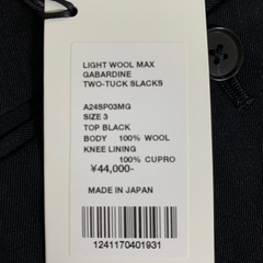 ★24SS★ 新品未使用タグ付き！LIGHT WOOL MAX GABARDINE TWO-TUCK SLACKS の画像