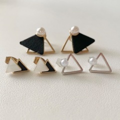 パール トライアングルピアス 3点セット フェイクレザー　まとめ売り