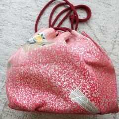 着物用巾着ピンクの画像