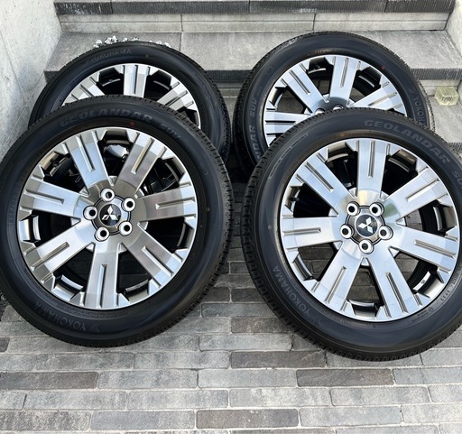 新車 外し ジャスパー デリカD5 2024年製 225/55R18 JASPER 希少 タイヤ ホイール セット 純正  三菱 ミツビシ ブラック 18インチ アルミ