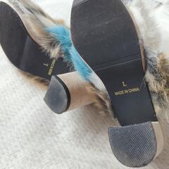 【Re:EDIT】美品 Lサイズ リエディ ミックスカラー ファー スエード サンダルの画像