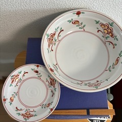 【未使用】たち吉　赤絵花文　取り皿揃　箸付の画像