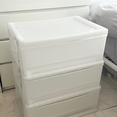 【家具】【収納】【クリアホワイト】3段収納ボックス