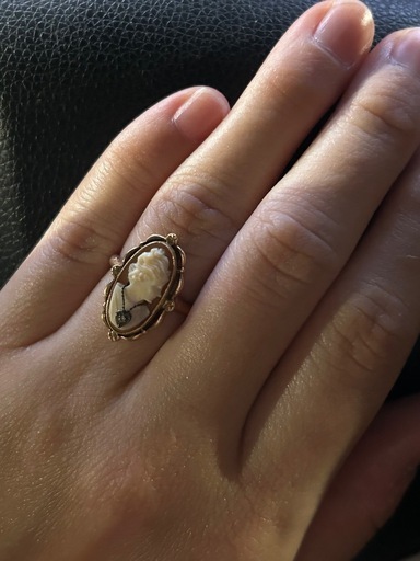 カメオ　アンティーク　メレダイヤ　10k 18金 ゴールドヴィクトリアン シェルカメオ ブローチ ペンダント