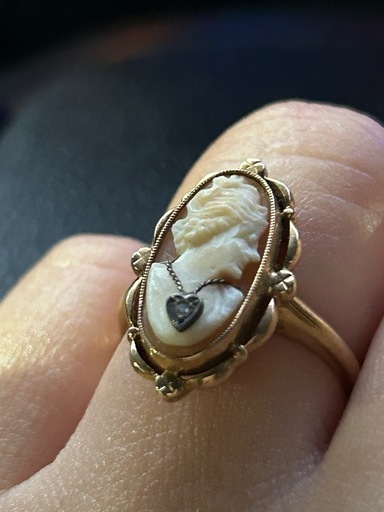 カメオ アンティーク メレダイヤ 10k