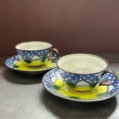 清水焼　コーヒーカップ・ソーサーペアセット