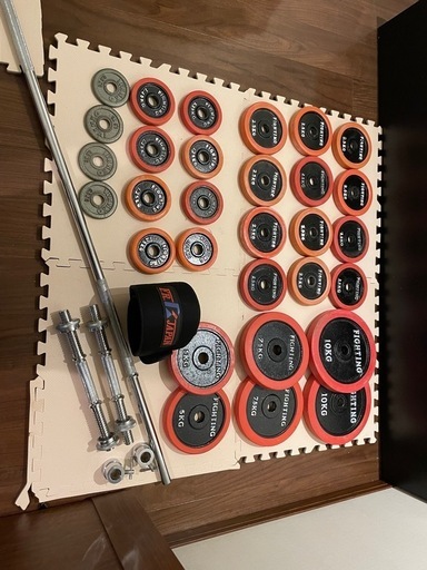 ダンベル　バーベル　プレート87kg分　バー10kg