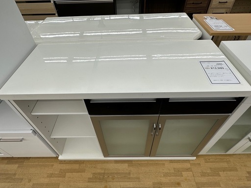 【ドリーム川西店御来店限定】 ニトリ カウンターテーブル ホワイト H870×W1205×D520 クリーニング済み 【2001239255600098】