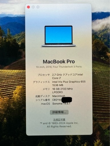 周辺機器 macbook pro 16GB 1TB i7 2.7Ghz