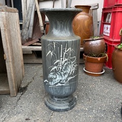 大理石　花瓶　フラワーベース　竹虎　虎絵　レトロ　昭和レトロ　シ...