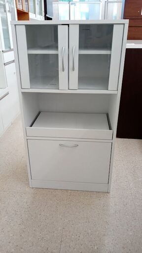 ★ジモティ割あり★ (株)フクダフラフト 食器棚 白 H110×D40×W59.5 クリーニング済み TJ8005