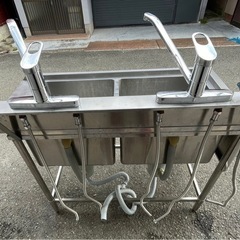 業務用 混合水栓付き ソイルド 2槽シンク 幅1100×奥700×高さ800+170(mm) 二槽シンク ソイルドシンク 二層シンク 二層 2層 蛇口付き 大阪