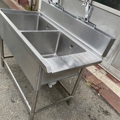 業務用 混合水栓付き ソイルド 2槽シンク 幅1100×奥700×高さ800+170(mm) 二槽シンク ソイルドシンク 二層シンク 二層 2層 蛇口付き 大阪