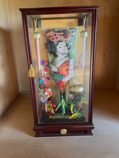 御羽子板飾 ガラスケース入り オルゴール付き