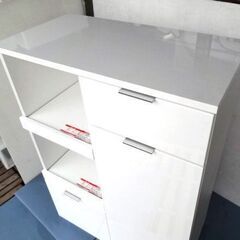 ［ニトリ］ミドルレンジボード　(エトナ80MRB WH )キッチン収納・食器棚 ニトリ ミドルレンジボード(エトナ80)幅80cm高さ115cm キッチン収納