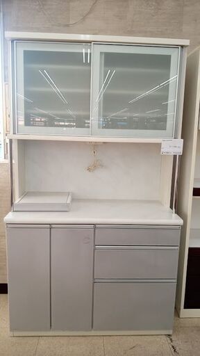 ★ジモティ割あり★ 株式会社松田家具 食器棚 グレー H205×D55×W118 クリーニング済み TJ8011