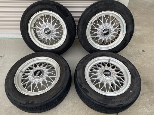 売却御礼　★腐食多数、ガリ傷BBSホイール 15x61/2JJ、ET45、114.3＋夏タイヤ4本★