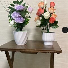 フラワーポット入りの造花5点&切り花タイプの造花（保存状態★新品同様）