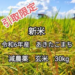 令和６年産　新米　あきたこまち　玄米　30kg 引取限定