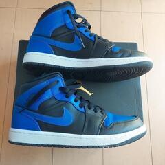 極上ナイキエアジョーダン1MID ブルー/ブラック26.5cmの画像