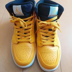 極上NIKEエアジョーダン1MID イエロー27CM 