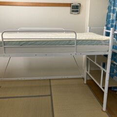 ロフトベッド 階段付き パイプベッド シングル 高さ130cm ...