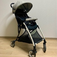 ベビーカー + 純正レインカバー　B型 Pigeon ビングルBB0 グレー の画像