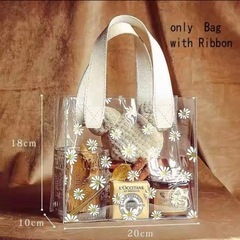 【新品】透明ビニールバッグ　ピンク　ベージュの画像