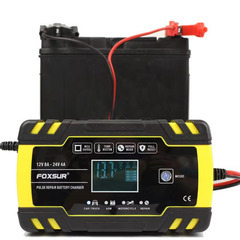 Foxsur-LCDディスプレイ付き自動バッテリー充電器,12V,24V,8a,の画像