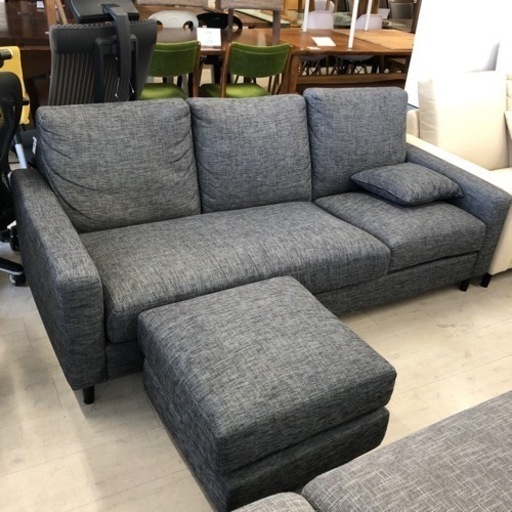 3人掛けソファー オットマン付 ファブリック【トレファク堺福田店】