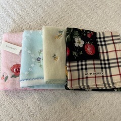 未使用品5枚★ミニタオル大判ハンカチBURBERRYバーバリーa...