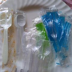 プラスチック　デザートフォーク7本スプーン12本セット