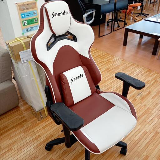 ★ジモティ割あり★ Speedy　ゲーミングチェア　ホワイト　レッド　クリーニング済　YJ3557
