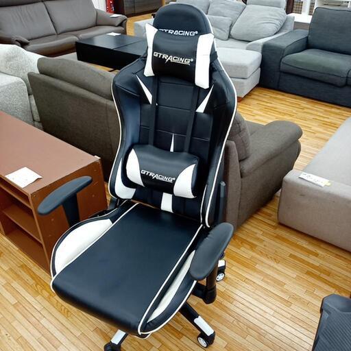 ★ジモティ割あり★ GTRACING　ゲーミングチェア　ブラック　ホワイト　クリーニング済　YJ3558