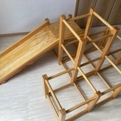 現役ママが考えた木製ジャングルジム すべり台付きの画像
