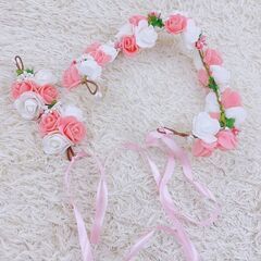 花冠 腕輪セット ピンク ヘッドドレス 女の子 ヘアアクセサリー...