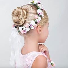 花冠 腕輪セット ピンク ヘッドドレス 女の子 ヘアアクセサリー 子供用 キッズの画像
