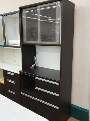 ★ジモティ割あり★  松田家具　食器棚　 ブラウン   H206×W89×D49   クリーニング済み KJ5942