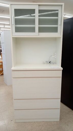 ★ジモティ割あり★ (有)テクノコンセプト 食器棚 アイボリー H192×D45×W80 クリーニング済み TJ8016