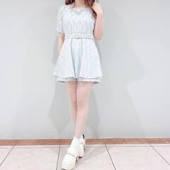 evelyn　総レースロンパース　ブルー　エブリン　レース　スカパン　レディースの画像