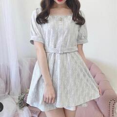 evelyn　総レースロンパース　ブルー　エブリン　レース　スカパン　レディースの画像