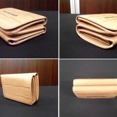 バレンシアガ 三つ折り財布 クロコ型押し 593813 ベージュ系(9660）BALENCIAGA ミニ財布 コンパクト財布 苫小牧西店の画像