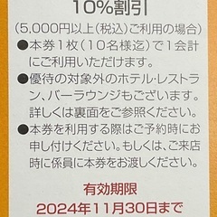 東急株式会社　株主ご飲食優待券　東急ホテルズ