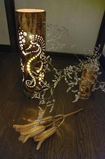 竹灯り　タツノオトシゴ　bamboo light