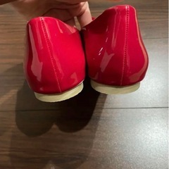 新品未使用★リボン　バレエシューズ　フラットシューズ　赤　レッド　エナメルの画像