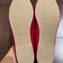 新品未使用★リボン　バレエシューズ　フラットシューズ　赤　レッド　エナメルの画像