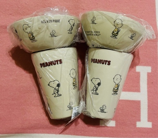 ジェラートピケ  スヌーピー  タンブラー・ボウル　セット
