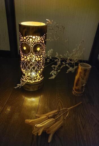 竹灯り　フクロウ【不苦労】縁起物　bamboo light